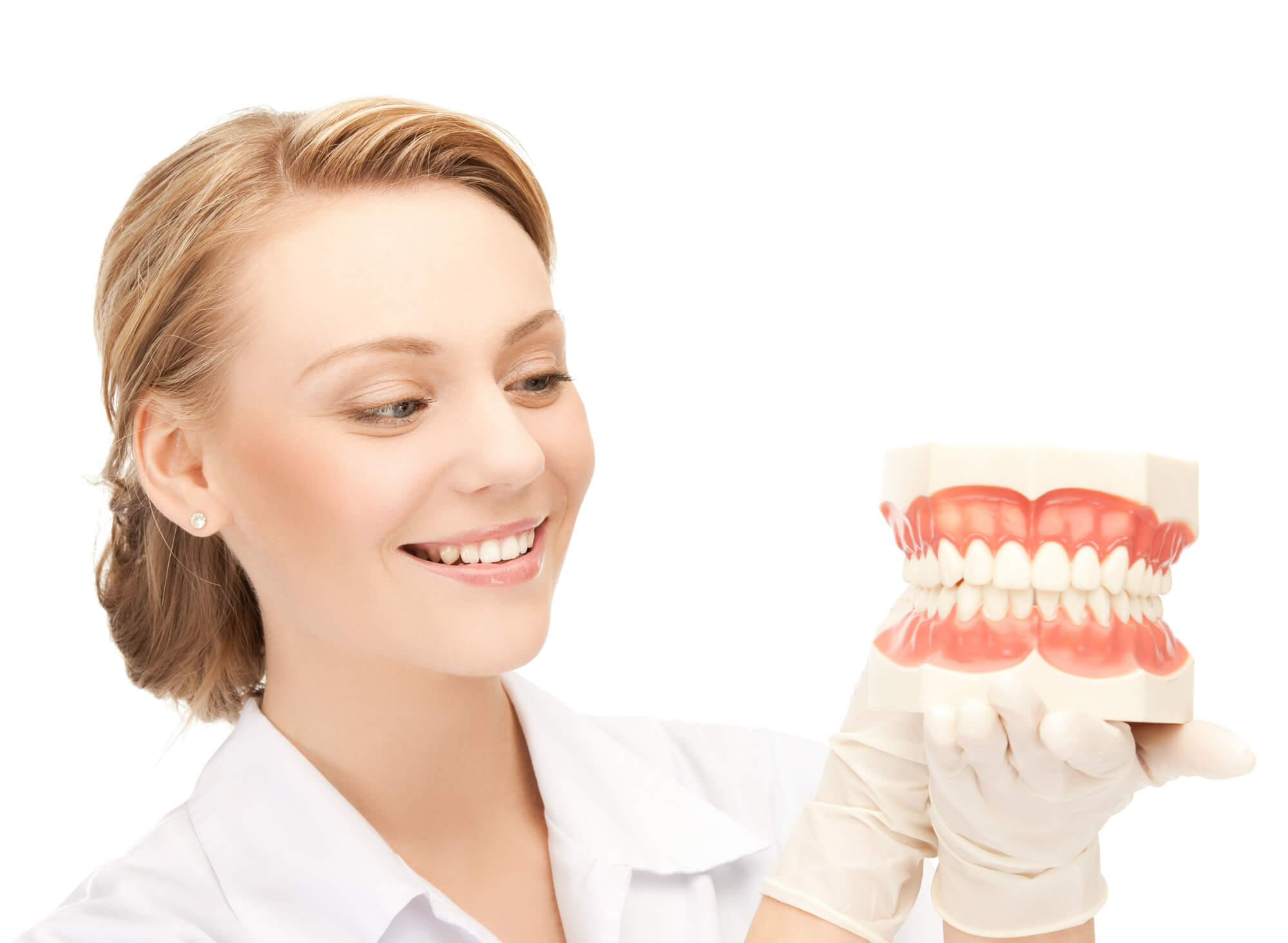cosmetic dentist holding Teeth Whitening in Boca Raton model